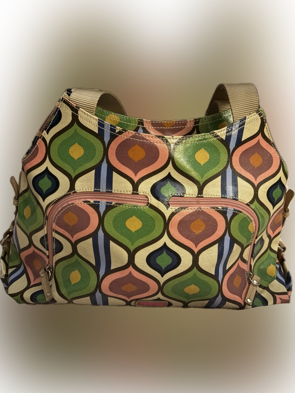 Franco Sarto Multicolor Retro Geometric Tote - Green, Pink, Blue, Yellow, Brown